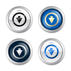 Download seals or icons with arrow symbol. Glossy silver seals or buttons.