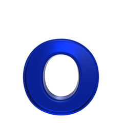 One lower case letter from blue glass alphabet set, isolated on white. Computer generated 3D photo rendering.