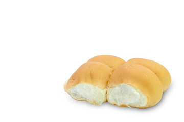 round bread on white background