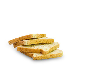 Slice of a whole wheat bread isolated on a white background