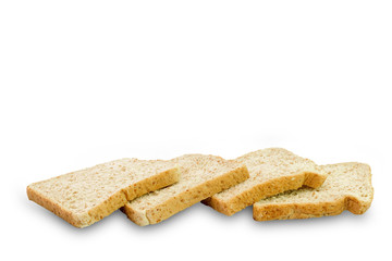 Slice of a whole wheat bread isolated on a white background