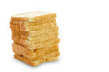 Slice of a whole wheat bread isolated on a white background