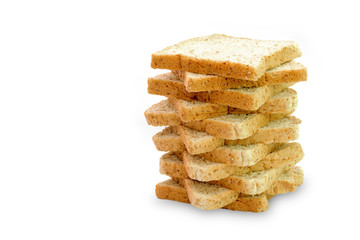 Slice of a whole wheat bread isolated on a white background