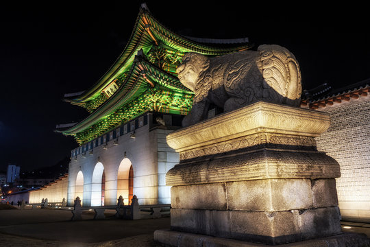 Gyeongbok Palace with Haechi at night