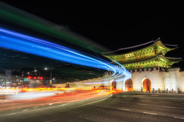 Fototapeta na wymiar Gyeongbok Palace taken at night