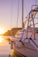 Sailing yacht at sunset