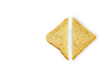 Slice of a whole wheat bread isolated on a white background