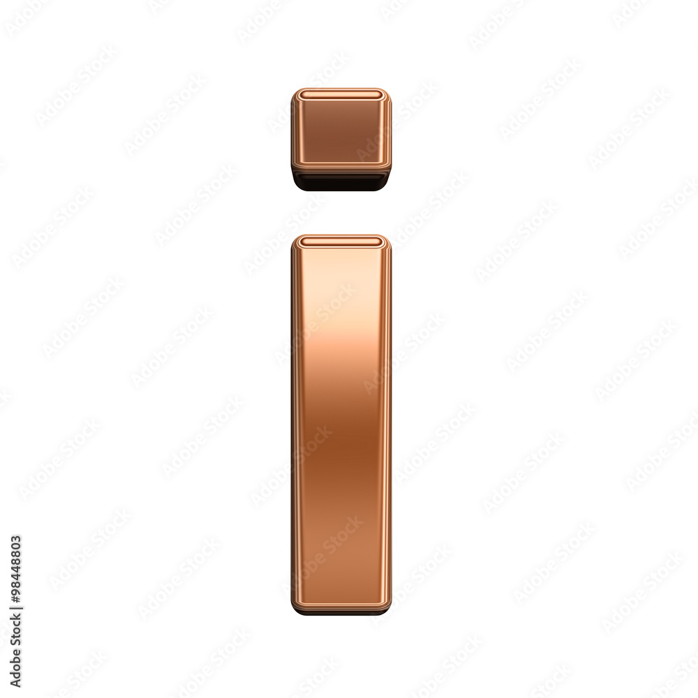 Fototapete one lower case letter from shiny copper alphabet set, isolated on white. computer generated 3d photo