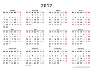 Jahreskalender 2017, Vorlage Jahreskalender 2017, Vorlage