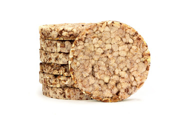 Puffed wheat cake Isolation on a white background
