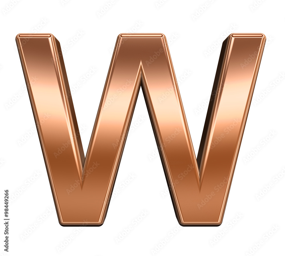Fototapete one letter from shiny copper alphabet set, isolated on white. computer generated 3d photo rendering.