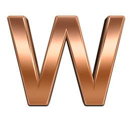 One letter from shiny copper alphabet set, isolated on white. Computer generated 3D photo rendering.