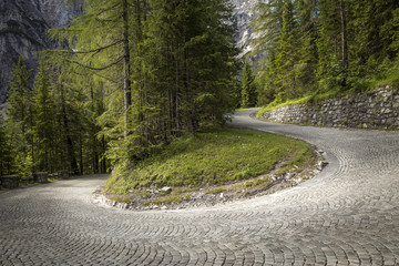 Winding mountain pavement road
