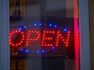 Open sign in a shop window