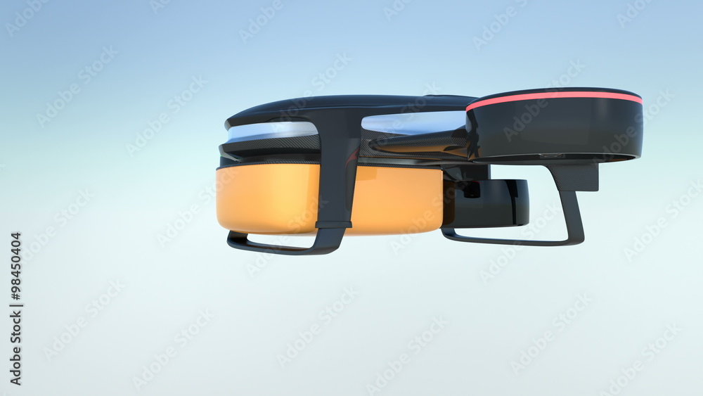 Poster demonstration of hybrid drone delivery system. this type drone can lift up in vertically and flying 