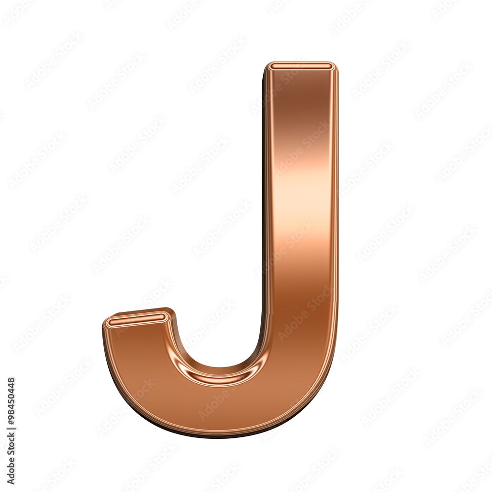 Fototapete one letter from shiny copper alphabet set, isolated on white. computer generated 3d photo rendering.