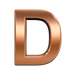 One letter from shiny copper alphabet set, isolated on white. Computer generated 3D photo rendering.