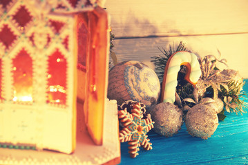 gingerbread house with candles