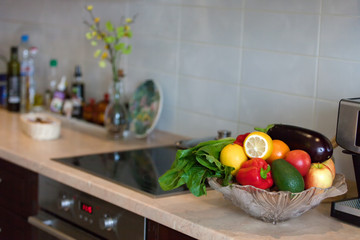 modern kitchen in the light appartment
