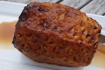 Roasted caramelized whole pineapple with spices