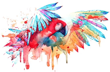 Afwasbaar Fotobehang Schilderingen papegaai