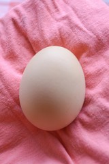 egg on pink fabric