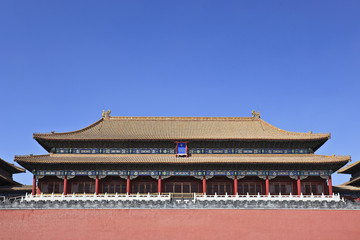 Obraz premium Famous pavilion at the entrance of Beijing Palace Museum