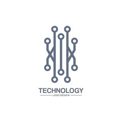 Technology, Networking, Connection, Electric, Simple Design Logo Vector