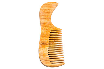 Wood comb on white background.