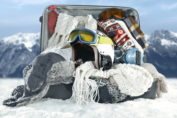 suitcase and snow 