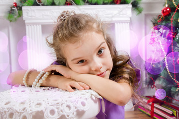 Little girl in Xmas - Stock Image