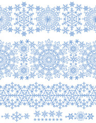 Snowflakes seamless border.Winter pattern lace