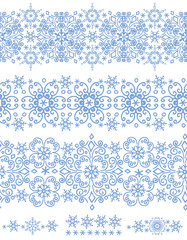 Snowflakes seamless border.Winter pattern