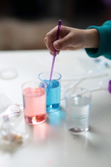 girl experimenting with the primary colors
