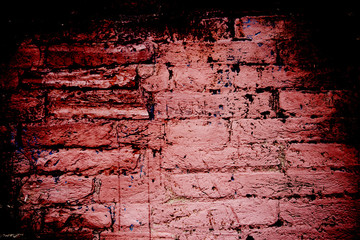 Red old worn brick wall texture background