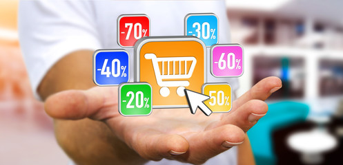 Young man shopping during sales period