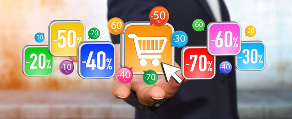 Young man shopping during sales period