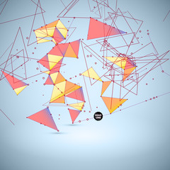 Abstract Vector Polygonal Background. Geometric Polygonal Shape. Vector Science Background Connecting Dots and Lines Structure