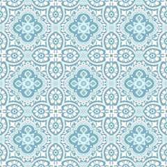 Seamless background image of vintage white lace flower kaleidoscope pattern.
