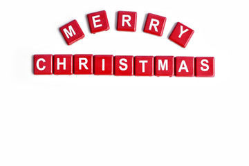 The letter of Merry Christmas on white background
