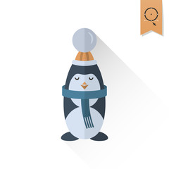 Christmas Penguin. Retro Color