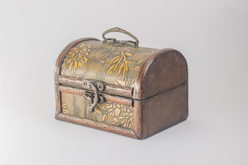 Old vintage Chest , isolated. White background