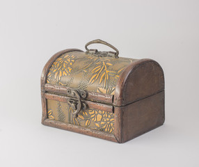 Old vintage Chest , isolated. White background