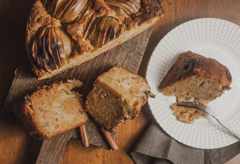 Apple pie on wooden table