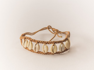 Seashell bracelet, isolated. White background.
