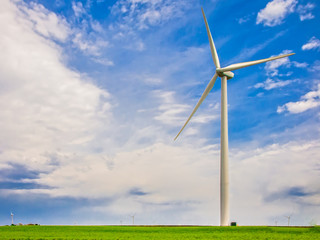 Wind Turbine. Ecology. Wind generators generating green energy.