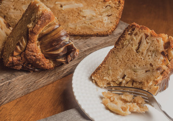Pieces of apple pie on plate