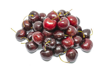  cherry berries on white background.