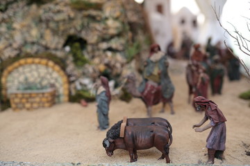 Nativity scene with clay figures