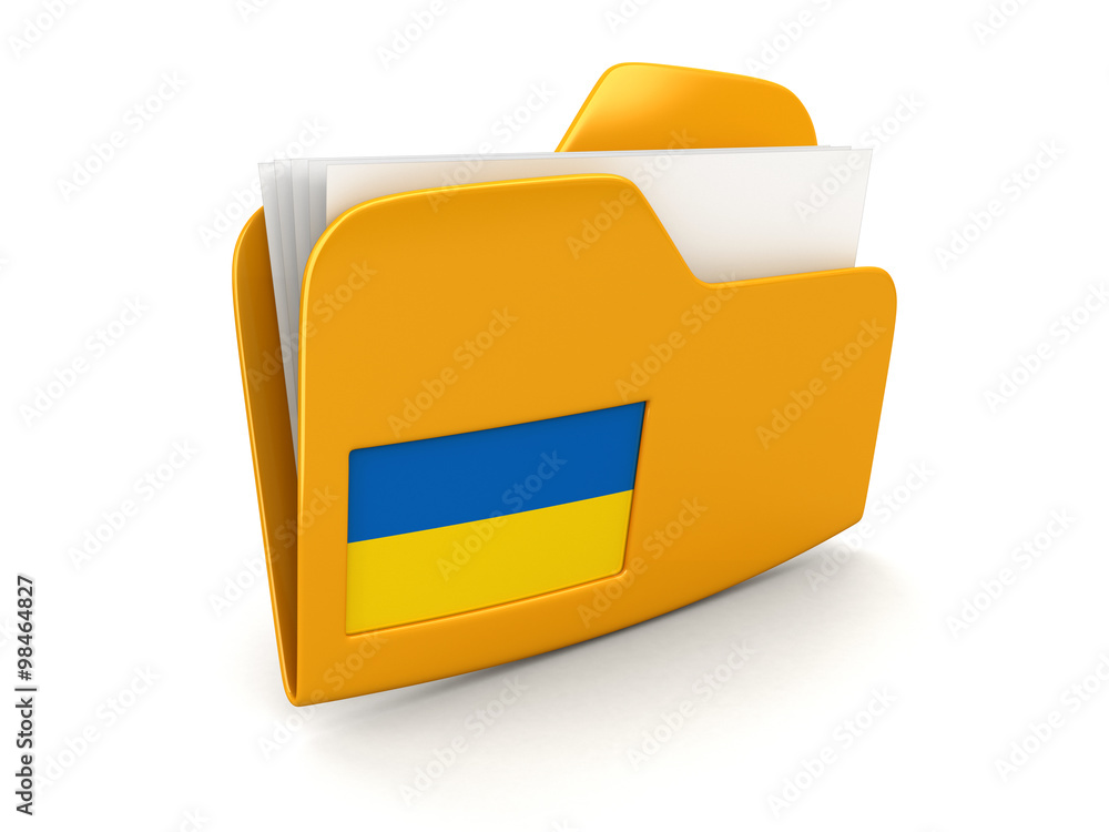 Poster folder and lists with ukrainian flag. image with clipping path